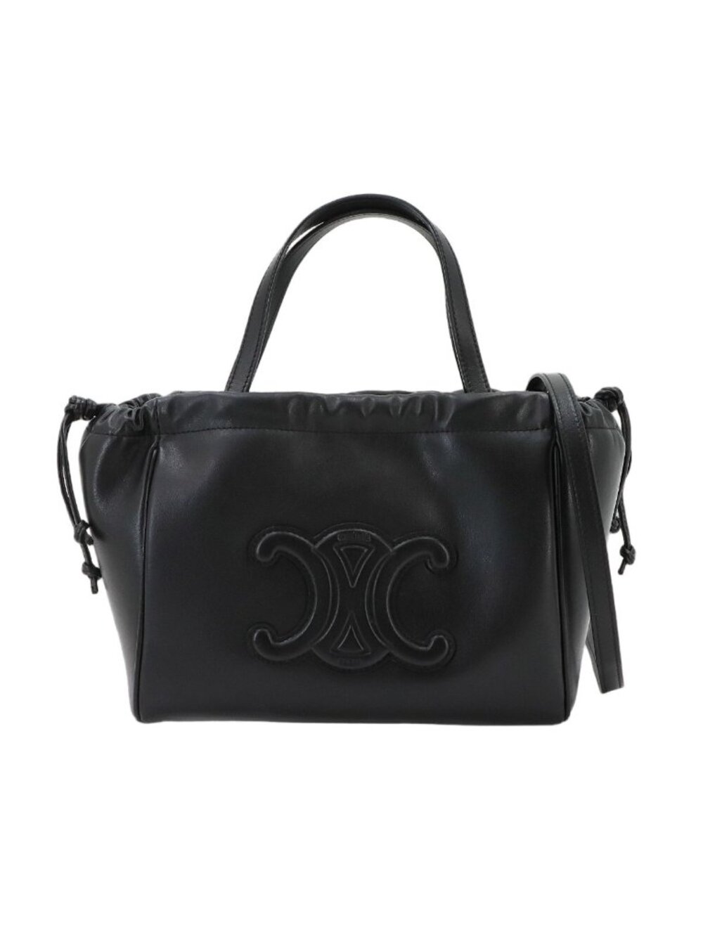 Celine Small Cabas Drawstring Cuir Triomphe 2-Way Bag Leather Black